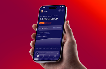 Aplicativo da Rico com interface de conta digital e serviços financeiros