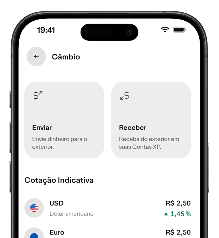 Câmbio direto no seu app